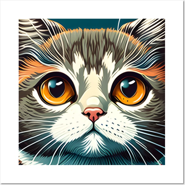 Cute Cat Colorful Wall Art by Lisa L. R. Lyons